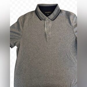 Banana Republic 100% Cotton Men Gray Short Sleeve Polo Shirt Classic Size L